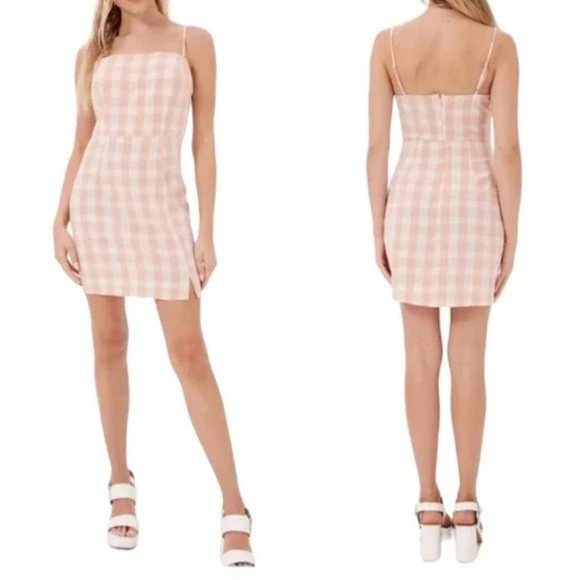 NWT Nordstrom BP Gingham Plaid Pastel Pink Mini Dress - Plus Size - Picture 1 of 4